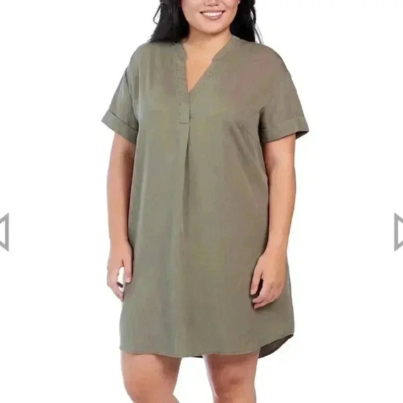 Soft Surroundings Green Flowy Breathable Chore Dress With Pockets NEW - Picture 3 of 5